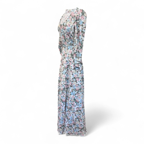 Lumieres Vintage Maxi Denim Floral Classic Dress Gown - Picture 2 of 6